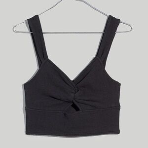 NWT Madewell Black Cutout Knot-Front Crop Top 100% Cotton Size XXL